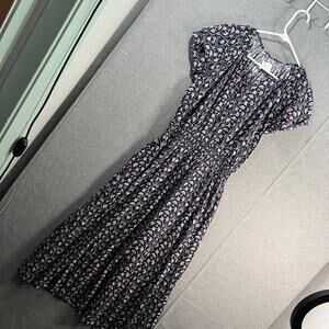 Destination 365 Printed Short-Sleeve Midi Dress with Smo Black Abstract Size XS